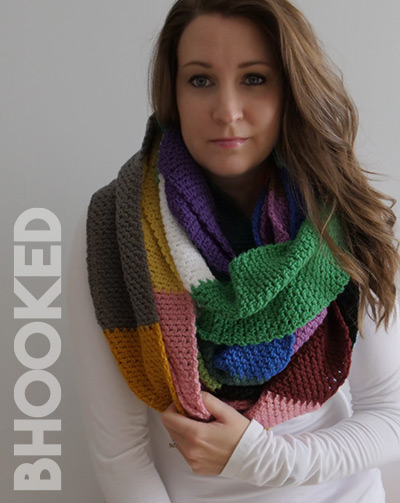 color block crochet scarf